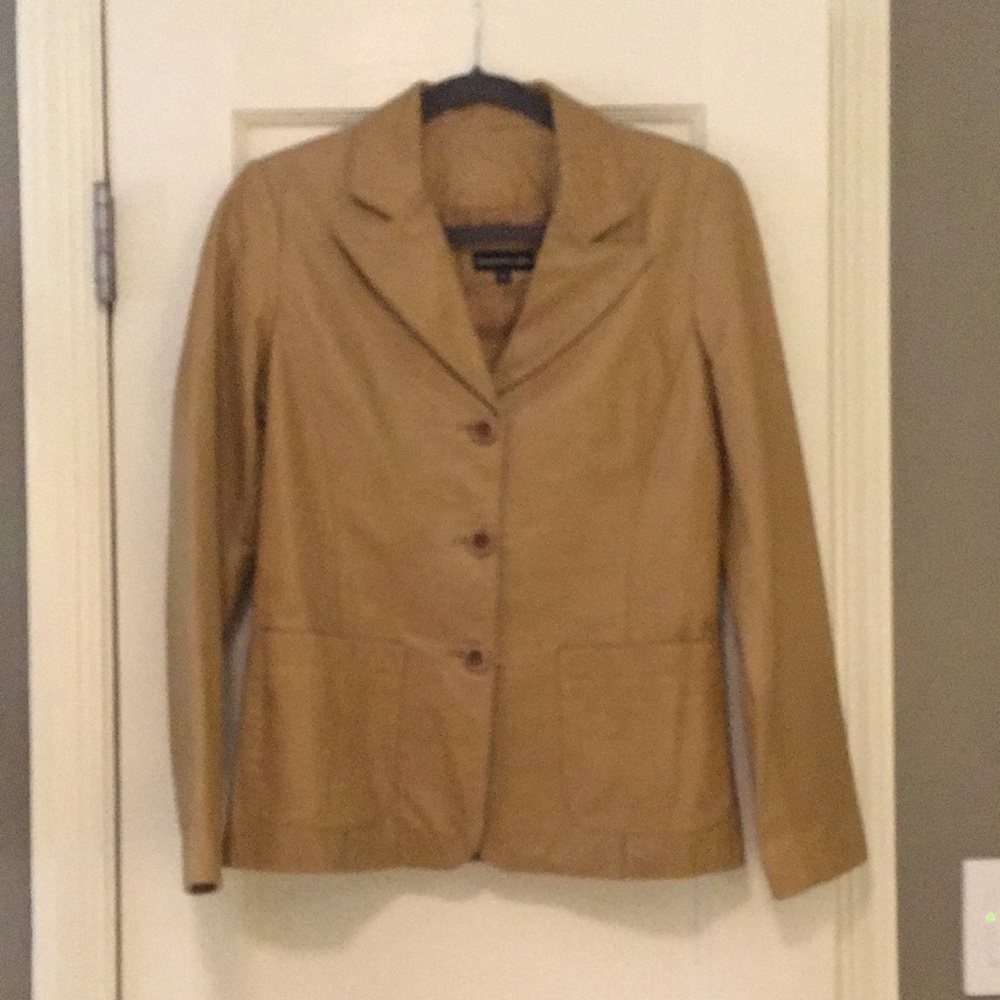Mustard leather blazer. Size XS